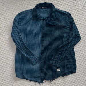 Pull&Bear oversized contrast gray check shirt in blue